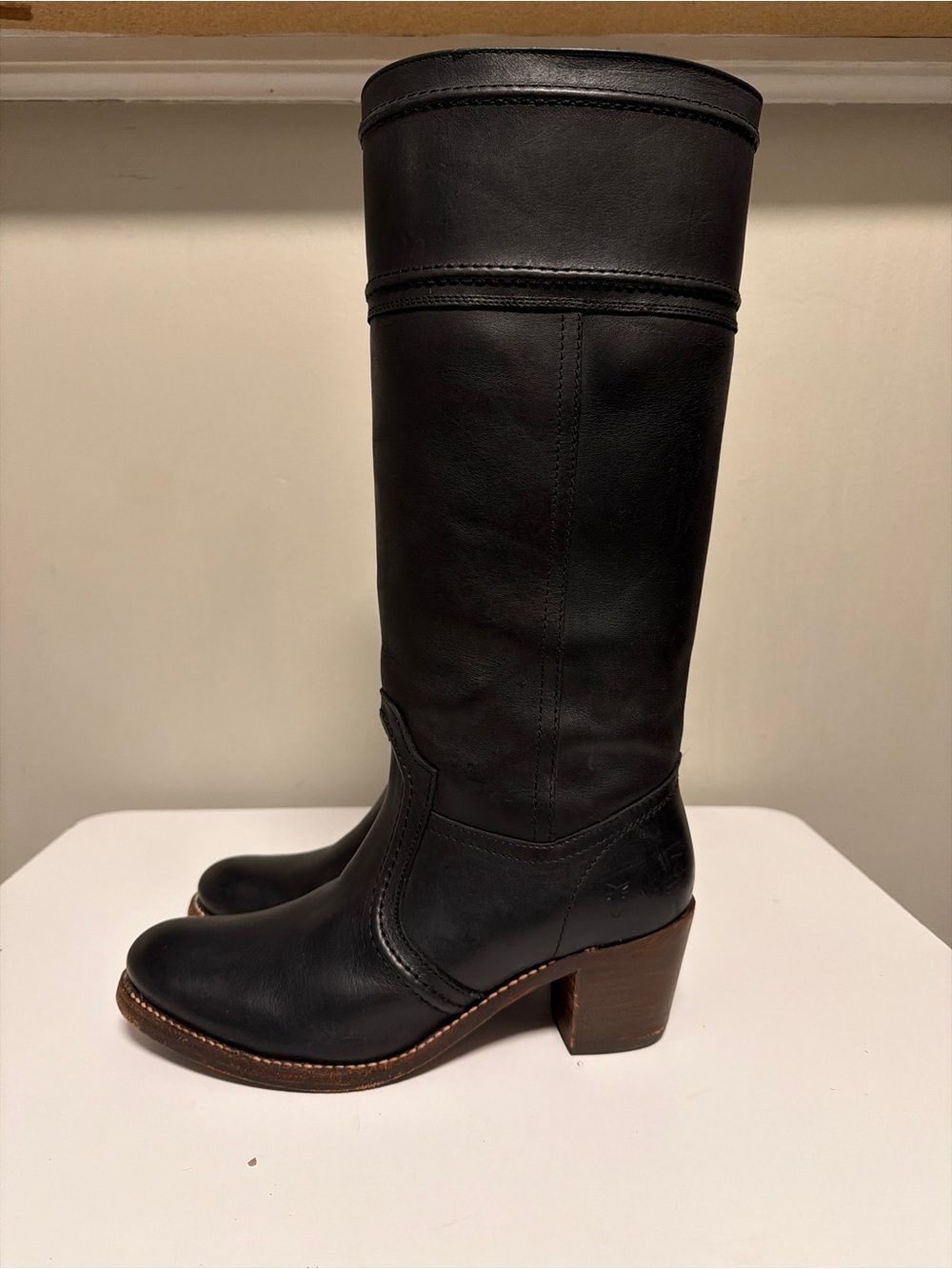 FRYE Jane Stitch Tall Leather Boots 77233 Black Women’s US 10 B